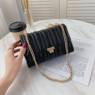 China Luxury Fashion Solid Korean Style Chains Luxury Handbags For Women's Sling Purse Handbag 2021 for sale