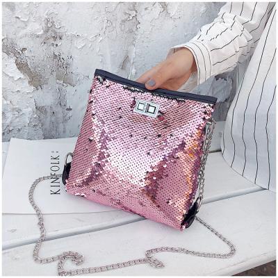 China New fashion 2021 day package chain sequin shoulder bag female fading sequin bag diagonal bag for sale