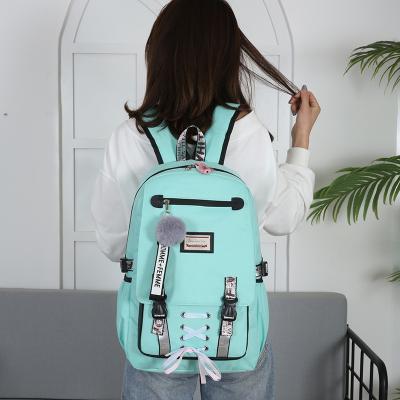 China With USB 2021 large capacity school bags for teenage girls usb with lock anti theft high school bag youth large backpack women schoolbag for sale