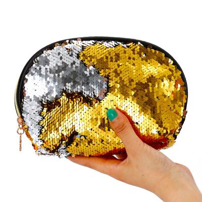 China JANHE 2021 Fashionable Girl Magic Reversible Colorful Glitter Shine Sequin Cosmetic Pray Travel Makeup Pouch Toiletry Bags Makeup Clutch Bag For Women for sale