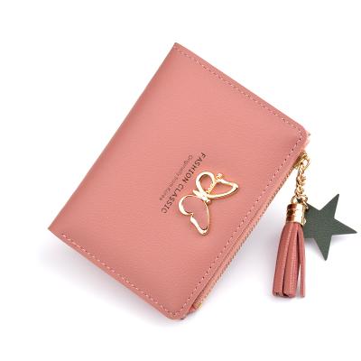 China Riginal Waterproof Hot Selling Women's Bifold PU Thin Leather Wallet Cute Girls Coin Purse for sale