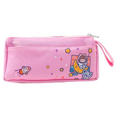 China Schools & Offices wholesale durable cute canvas pencil case cartoon pattern pencil bags pretty for girls for sale