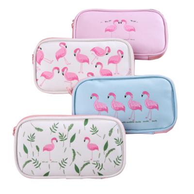 China Wholesale Durable Smiggle PU Printing Pencil Bags Flamingo Waterproof Pencil Case With Zippers for sale