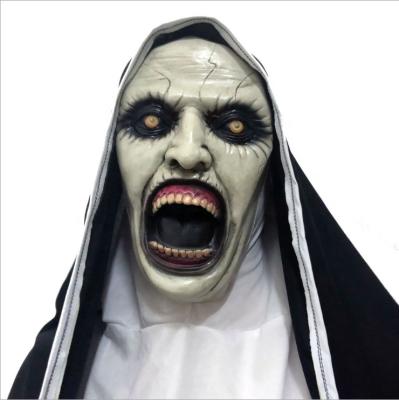 China Halloween Scary Hot Sale Horror Nun Scary Latex Mask With Headscarf Cosplay Masks for sale