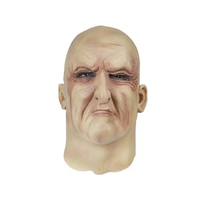 China Hot Selling Fashion Old Man High Quality Latex Human Mask Wrinkle Face Mask Halloween Funny Face Mask for sale