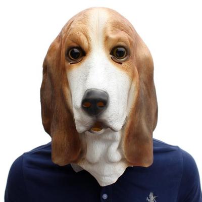 China Cute Drop Shipping Latex Animal Cosplay Eco-Friendly Mask For Party Cute Halloween Basset Hound Dogs 3D Head Masks for sale