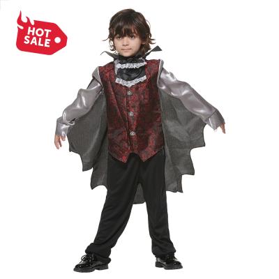 China New Designed Polyester Kid Vampire Cosplay Costume Hooded Long Dress With Bat Wing Sleeve Kids Halloween Carnival Costumes Vampire for sale