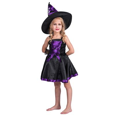 China New Witch Kids Halloween Costumes Dress Up Girls Carnival Party Halloween Witch Fancy Dress Black Costumes For Girls for sale