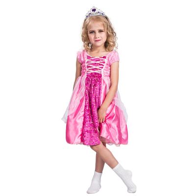 China Polyester Halloween Costume Children Kids Girls Party Princess Costume Pink Dress For Cosplay for sale