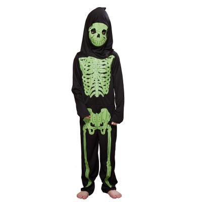 China Cheap Scary Halloween Cosplay Costume Kids Cosplay Bones Polyester Bone Polyester Skeleton Costume Costume for sale