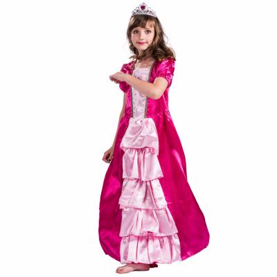 China Princess Halloween Kids Party Costume Girls Rose Red Short Sleeve Italian Princess Costume Dress For Kids for sale