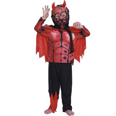 China Wholesale Polyester Scary Halloween Costume For Boys Kids Child Red Demon Costume Carnival Party Costumes Muscle Top Cosplay for sale