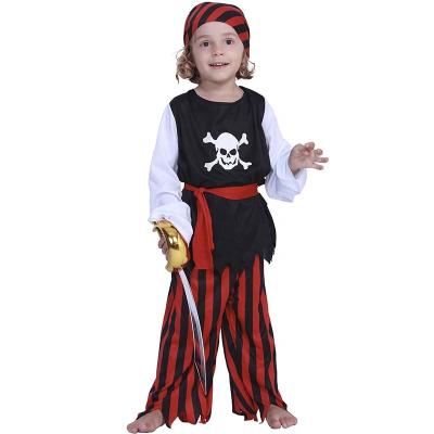 China POLYESTER Halloween Pirate Boys Kids Costumes Caribbean Captain Cosplay Skeleton Sets Carnival Costume Kids for sale