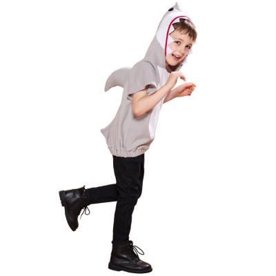 China Polyester Wholesale Animal Cosplay Costume For Kids Short Sleeve Shark Hoodies For Boys Halloween Costume Child for sale