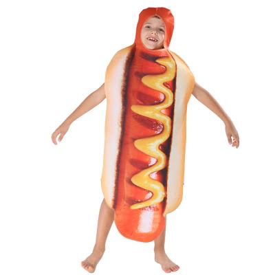 China POLYESTER Amazon RTS Halloween costume for girls hot dog costume boys kid hot dog cosplay for sale