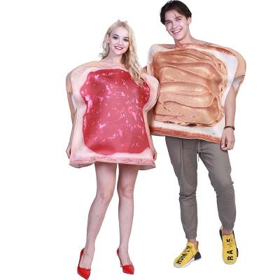 China Couple Costume For Lovers Halloween Cosplay Carnival Adult Peanut Butter And Block Unisex Mascot Costumes Wholesale FT22050 for sale