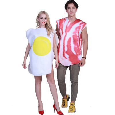 China Funny Food Couples Costume FT22049 wholesale unisex cosplay costumes for Halloween party carnival bacon and eggs adult mascot for sale