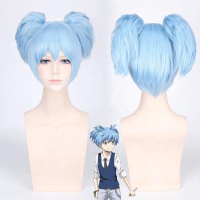 China 2020 Anime Assassination Classroom Shiota Nagisa popular cosplay blue short ponytail wig synthetic for sale