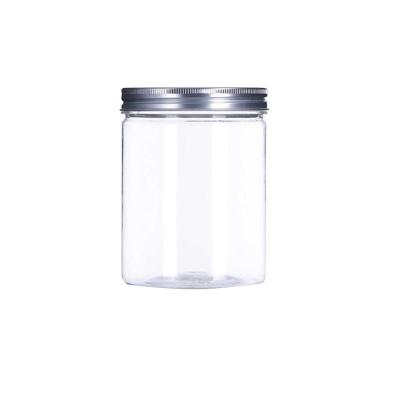 China Transparent Food Jars Cosmetic Body Scrub Container Empty Pet Plastic Jars With Aluminum Lids for sale