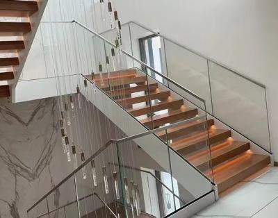 China Simple Frameless Stair Balustrade Space Saving Modern Glass Stair Railing for sale