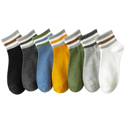 China Wholesale high quality men's spring socks QUICK DRY and thin top summer boat socks low striped cotton sports socks for sale