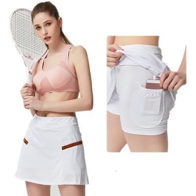 China Women's Anti-Shrink.Eco-Friendly Two Layers Running Gym Moisture-wicking Skorts Stretch Elastic Fabric Waist Casual Tennis Skirt With Shorts for sale