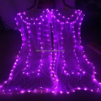 China Fan Fan Bestdance Belly Dance Veil LED Light Up Show Fan Bamboo Veils With LED Lights OEM for sale