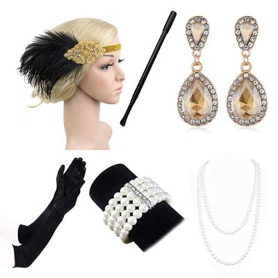 China Sets Bestdance 1920s Great Gatsby Flapper Sets Headband 20s Headpiece Flapper Gatsby Hair Accessories for sale