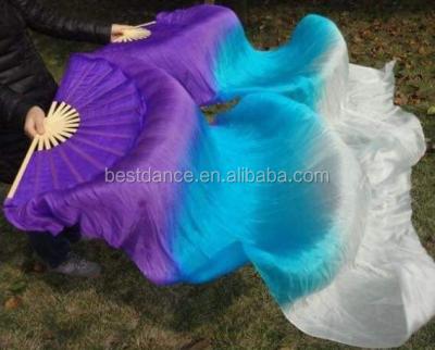 China 1.8m Long Fan Veil Belly Dance Hand Fan 100% Veil Performance Bamboo Silk Right To Left Dance Wear OEM for sale