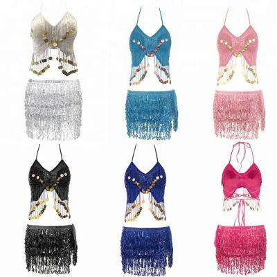 China Top OEM Shinning Hip Scarf Hip Scarf Hip Scarf Hip Wrap Bra Set Festival Set Skirt Suit Top OEM Shinning for sale