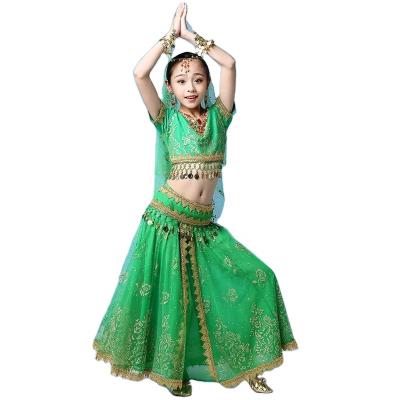 China BestDance Sets Sets Children Girls Belly Dance Costume Set (Top Skirt Hip Scarf Veil Bracelets Collar) for sale