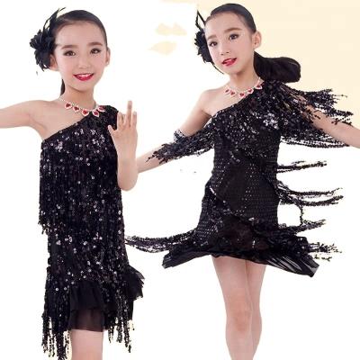 China Dresses Dress Bestdance Kids Girl Child Latin Dress With Fringe Ballroom Samba Dance Show Outfits Sequined Fringe Dress 4 Colors S M for sale