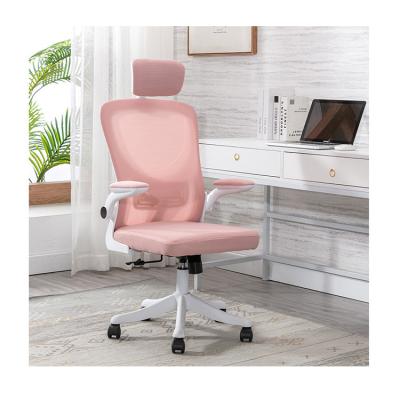 China Office Furniture High Back Pink Black PC Chair with Adjustable Height and No Handrail for sale