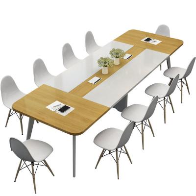 China Modern Simple Long Table Wood Style PANEL Conference Table for Company Training Study for sale