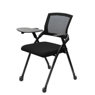 China Office Upholstered Foldable Training Chair with Mesh Writing Pad and Tablet Arm for sale