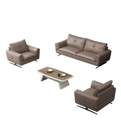 China Gray Leather Sectional Sofa Set for Modular Couch in School Office Furniture Assembly for sale