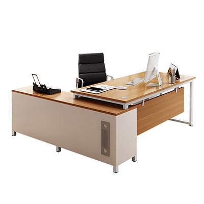 China Modern Simple Style MDF Material L Shape Boss CEO Office Desk Executive Desk with Cabinet for sale