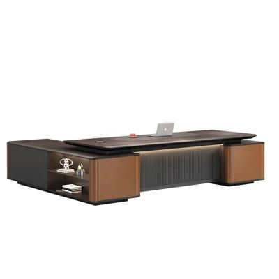 China Modern Office Furniture Solid Wood Executive Desk for Manager Combination Cabinet Table for sale