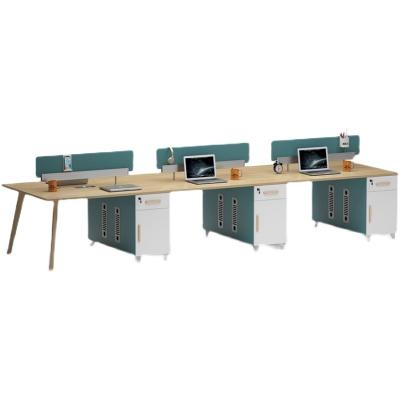 China Commercial Furniture Modern Solid Wood Staff Desks and Chairs for Finance Workstation for sale