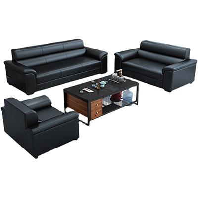 China Muebles de la sala de recepción de la oficina Conjunto de sofá de estilo chino y mesa de café de cuero Napa en venta