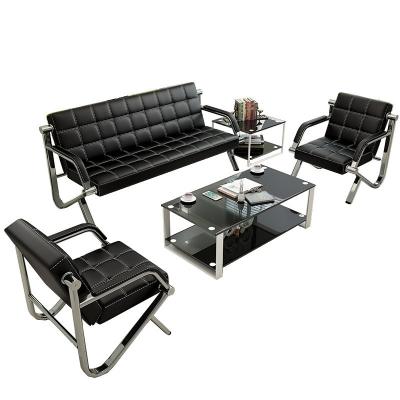 China Commercial Waiting Area Furniture Set with Modern Simple Leather Sofa and Coffee Table for sale