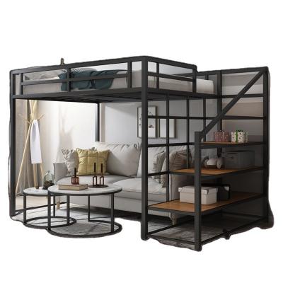 China Banister Stairs Double Loft Bed with Metal Frame and Space Capsule Hotel Bed Cabinet for sale