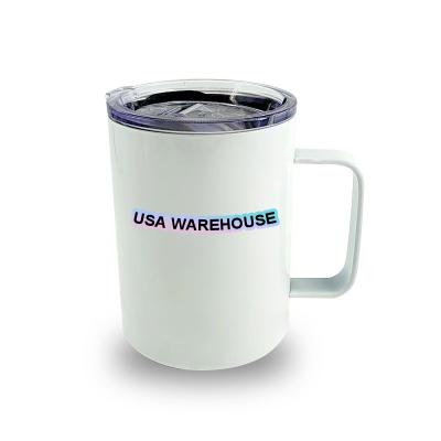 China Free Shipping12oz US Warehouse Sublimation Sublimation Coffee Beer Camping Upright Mugs With Handle And Lid for sale