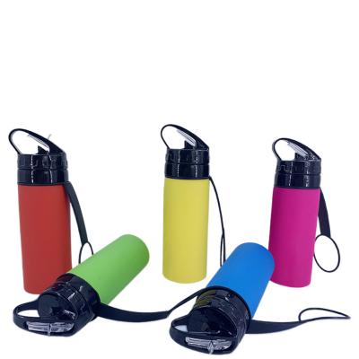 China DL236 Promotional Collapsible Gifts Silicone Sports Water Bottle With Loop Rope for sale