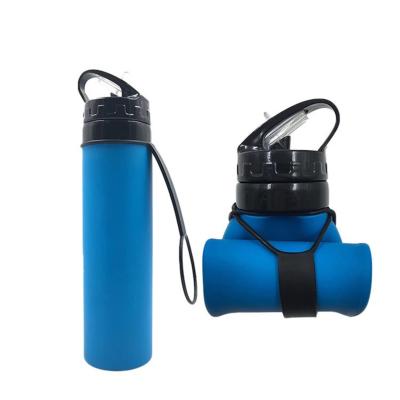 China DL237 Promotional Collapsible Gifts Silicone Sports Water Bottle With Loop Rope for sale