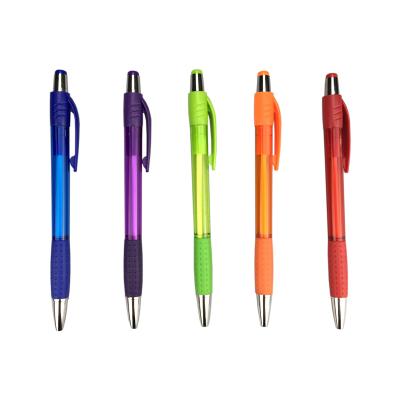 China Gifts F140 Promotional Item Color Plastic Shouter Retractable Click Pen With Rubber Grip And Custom Logo for sale