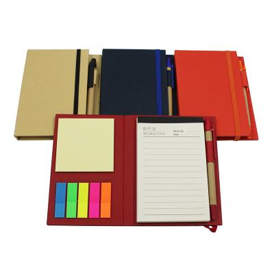 China Low MOQ Hiqh Quality Gifts T0051 Spiral Notebook Notebook Promotional Recyclable PET Cover with Sticky Note and Paper Pen for sale