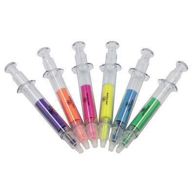 China Low MOQ Gifts T0037 Plastic Highlighter Bar Pens Syringe Promotional Shape 5 Colors for sale