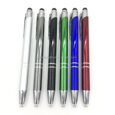 China Gifts T2029 Promotional Color Click Action Metallic Ball Pen with Soft Touch Stylus and LED Light for sale