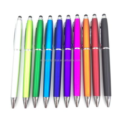 China Gifts T2032 9 Color Promotional Twist-action Plastic Ballpoint Pen For Choice Promotional With Stylus Touch Tip for sale